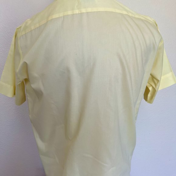 60's Mens Yellow Short Sleeve Shirt - Size Large 16 - 16 1/2 - Picture 7 of 8